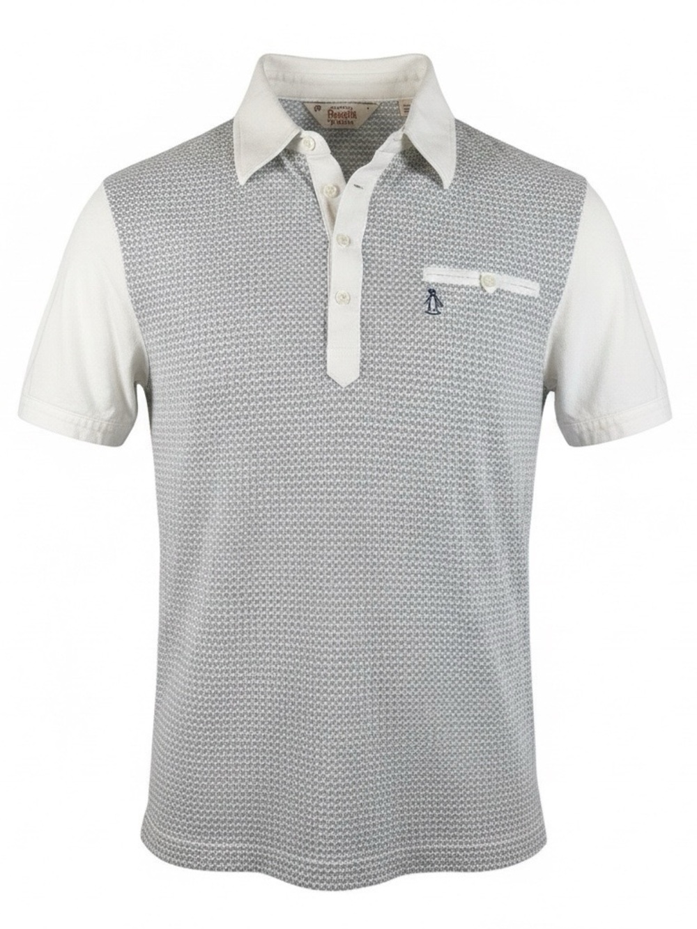 Penguin Munsingwear Heritage Slim Fit Polo Shirt Mens Gray Pattern Pocket XL